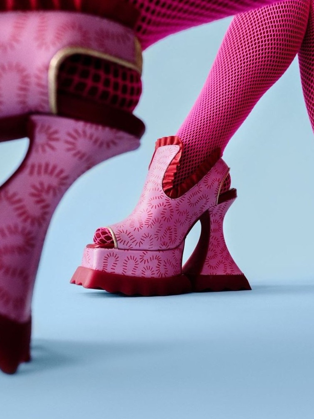 John Fluevog x Zandra Rhodes Ruffle Lady Miss Platform Shoes